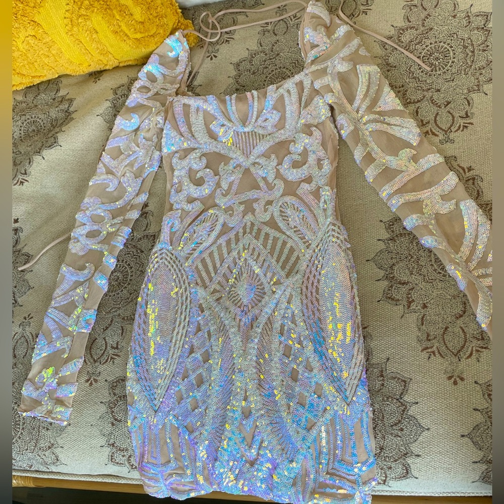 Iridescent Sparkly Long Sleeve Dress